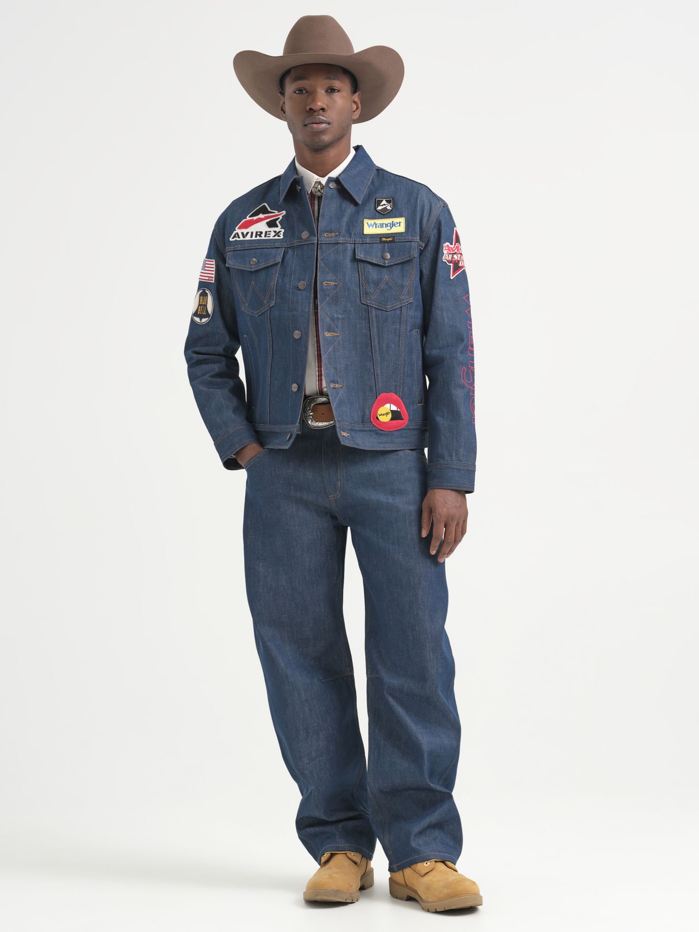 Мужская куртка Wrangler x Avirex Aop Patch, цвет: Индиго — фото 4