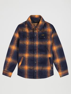 Boy's Wrangler Quilt Lined Flannel Shirt Jacket in Night Sky