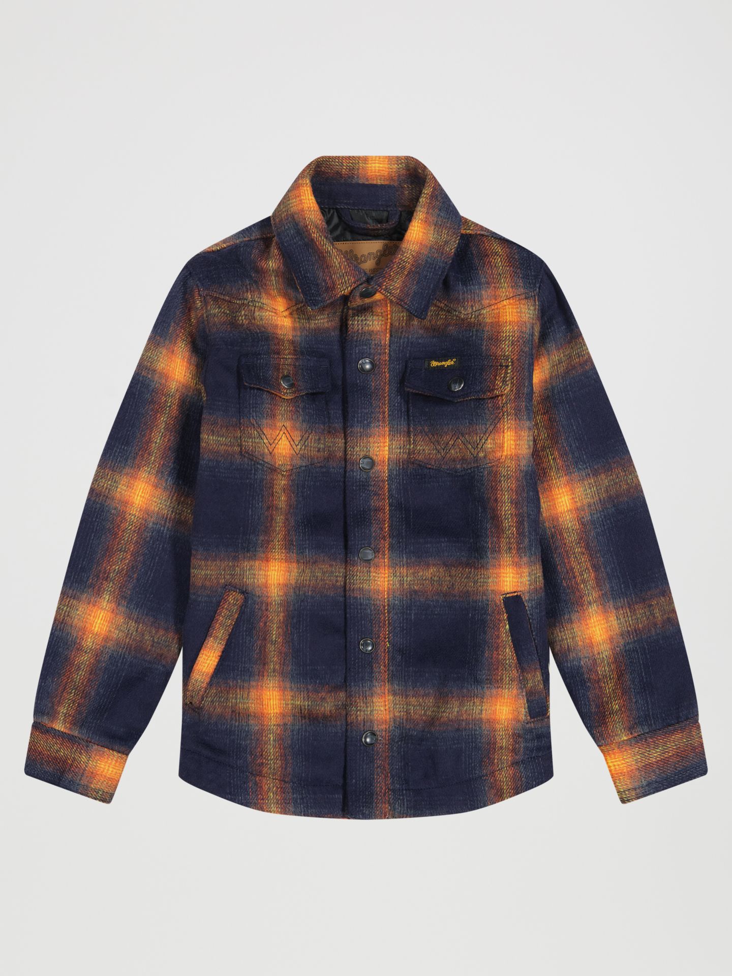 Куртка Wrangler Quilt Lined Flannel Shirt Jacket для мальчиков, цвет: Ночной небесно-голубой — фото 1