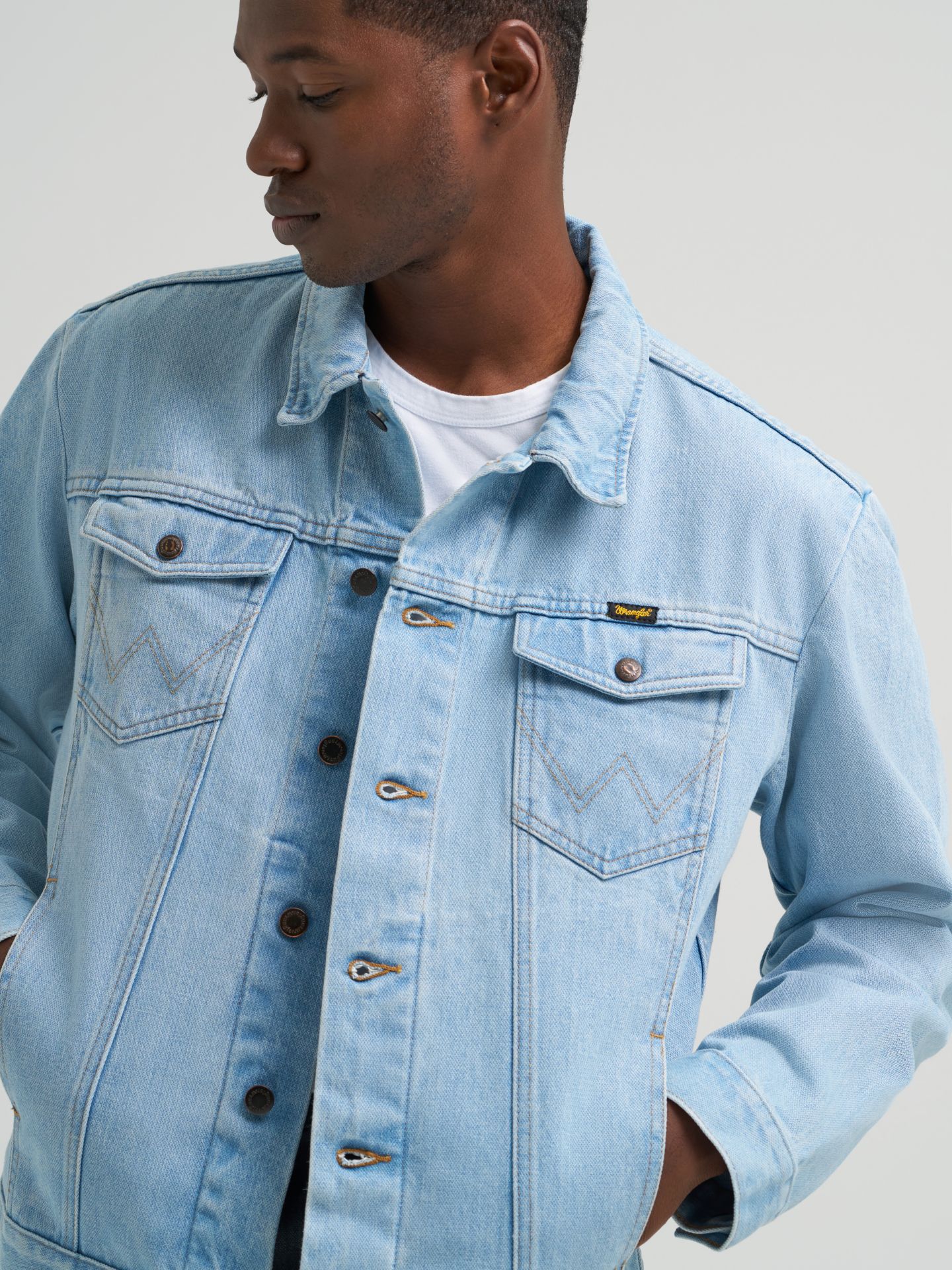 Мужская куртка Wrangler Cowboy Cut® Unlined Denim Jacket, цвет: Выбеленный — фото 6