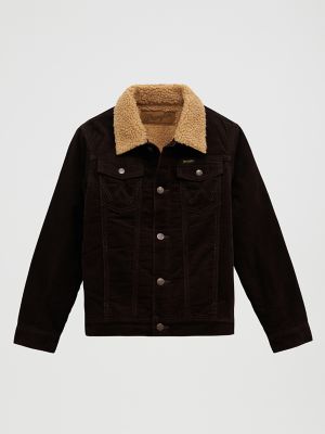 Wrangler Kids' Boy's ® Cowboy Cut® Sherpa Lined Corduroy Jacket In Black Coffee In Brown