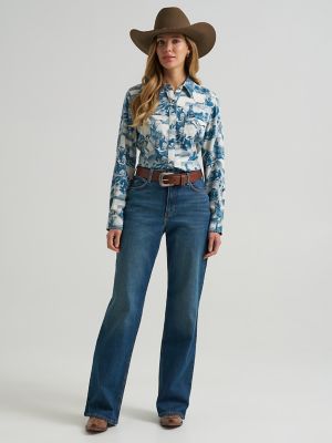 Women's Reverie Vintage Fit Western Snap Shirt in Blue alternative view