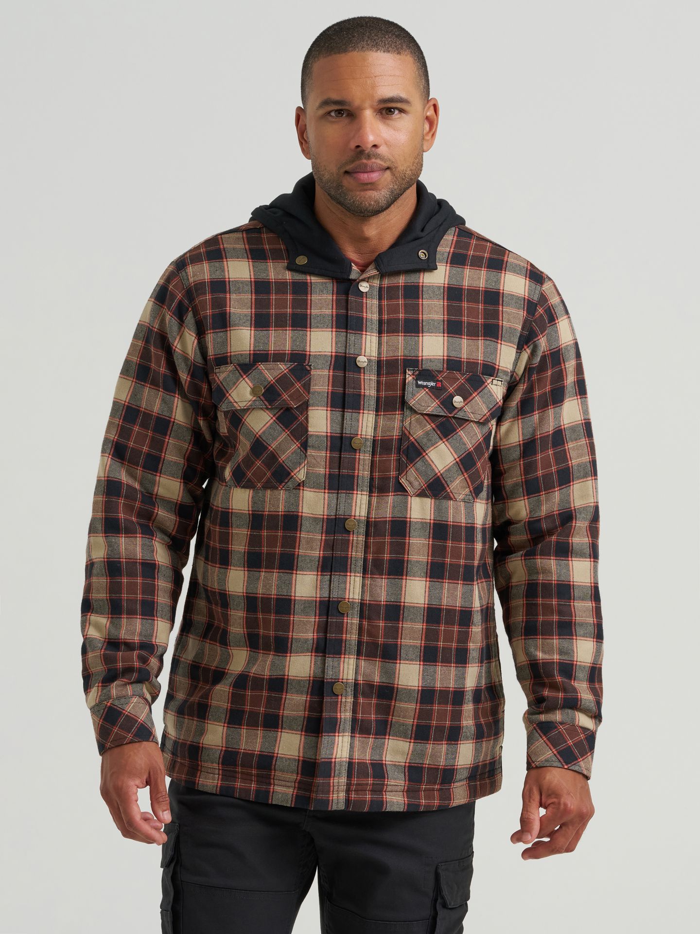 Мужская куртка Wrangler Riggs Workwear® Hooded Flannel Work Jacket, цвет: Хаки — фото 2