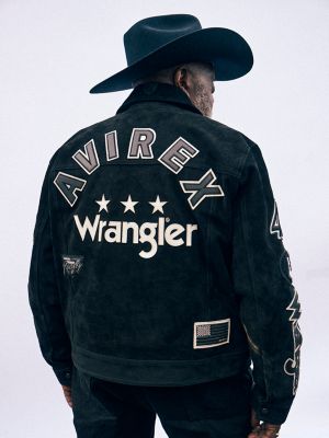 Wrangler x AVIREX Suede Trucker Jacket in Black alternative view