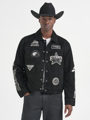 Wrangler x AVIREX Suede Trucker Jacket in Black alternative view 2