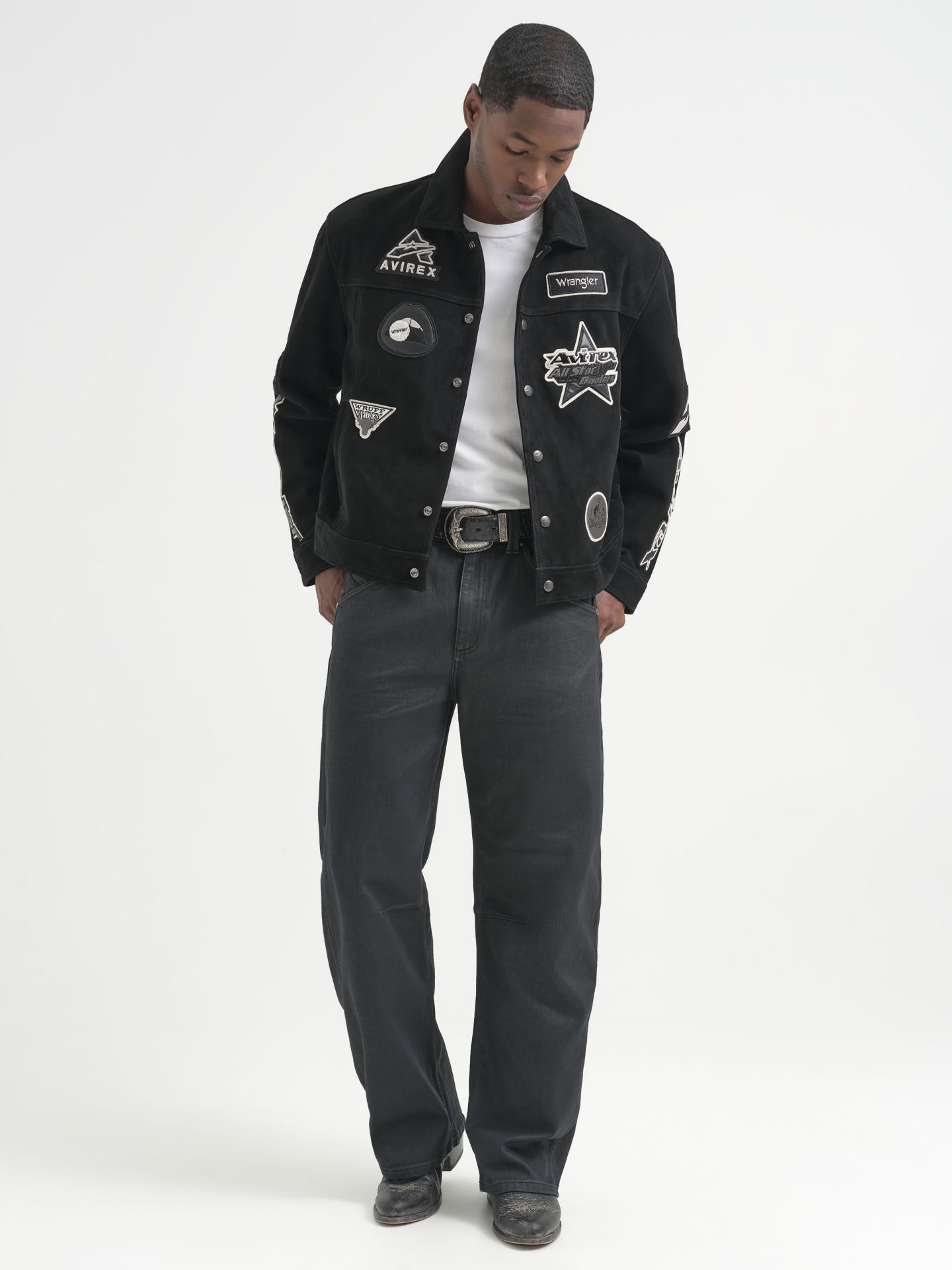 Куртка Wrangler x Avirex Suede Trucker, цвет: Чёрный — фото 4