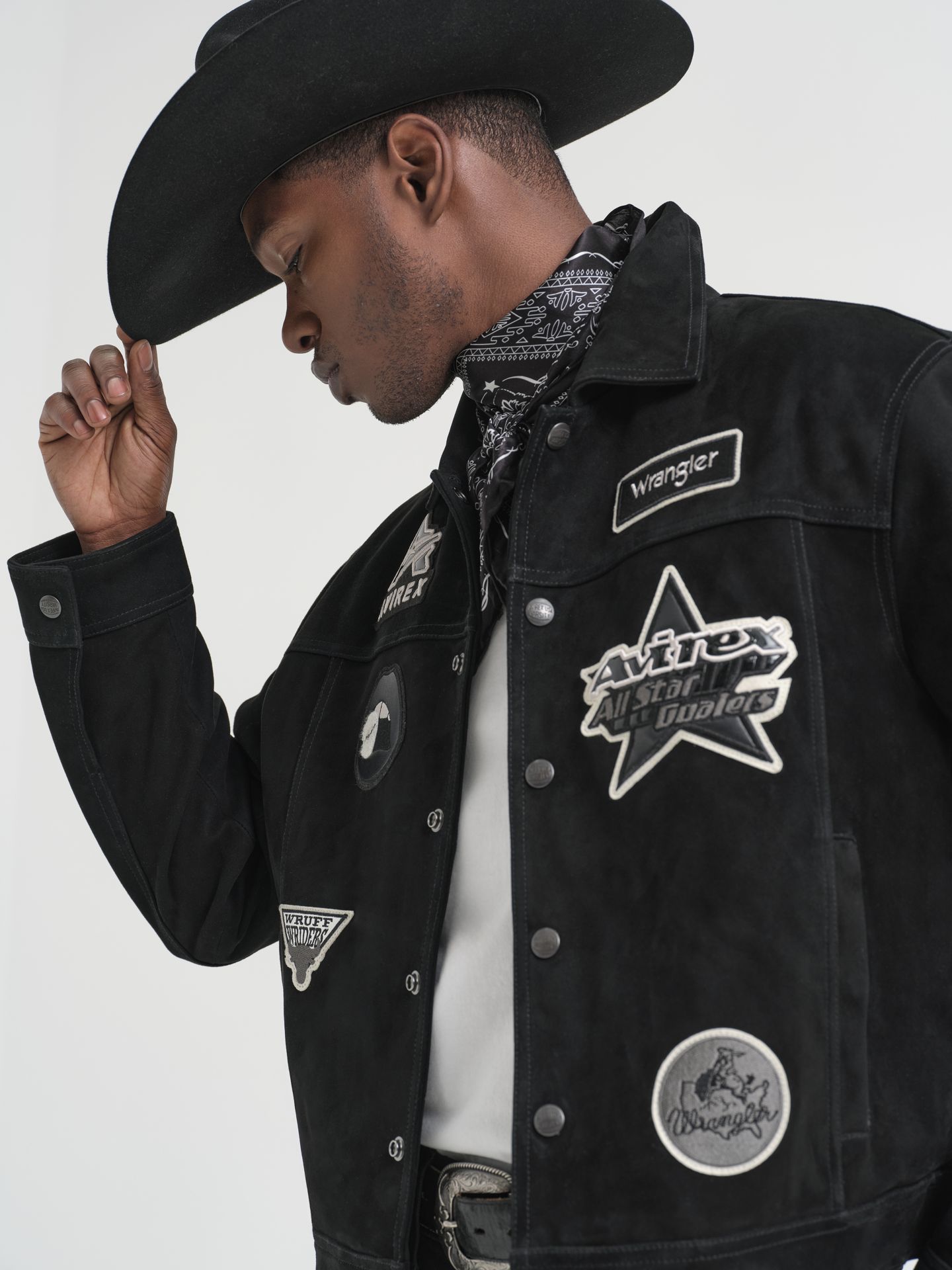 Куртка Wrangler x Avirex Suede Trucker, цвет: Чёрный — фото 5