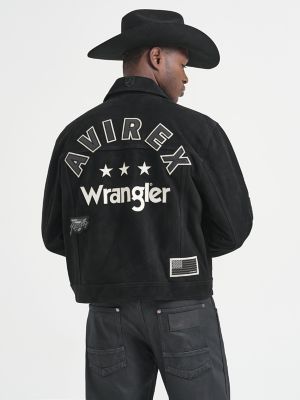 Wrangler x AVIREX Suede Trucker Jacket in Black alternative view 5