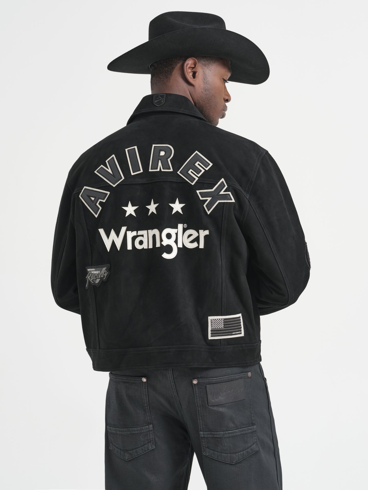 Куртка Wrangler x Avirex Suede Trucker, цвет: Чёрный — фото 6