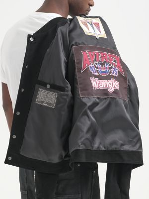 Wrangler x AVIREX Suede Trucker Jacket in Black alternative view 6