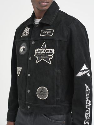 Wrangler x AVIREX Suede Trucker Jacket in Black alternative view 7