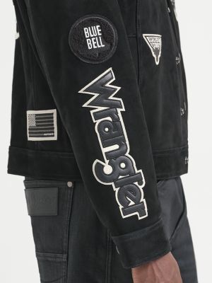 Wrangler x AVIREX Suede Trucker Jacket in Black alternative view 8