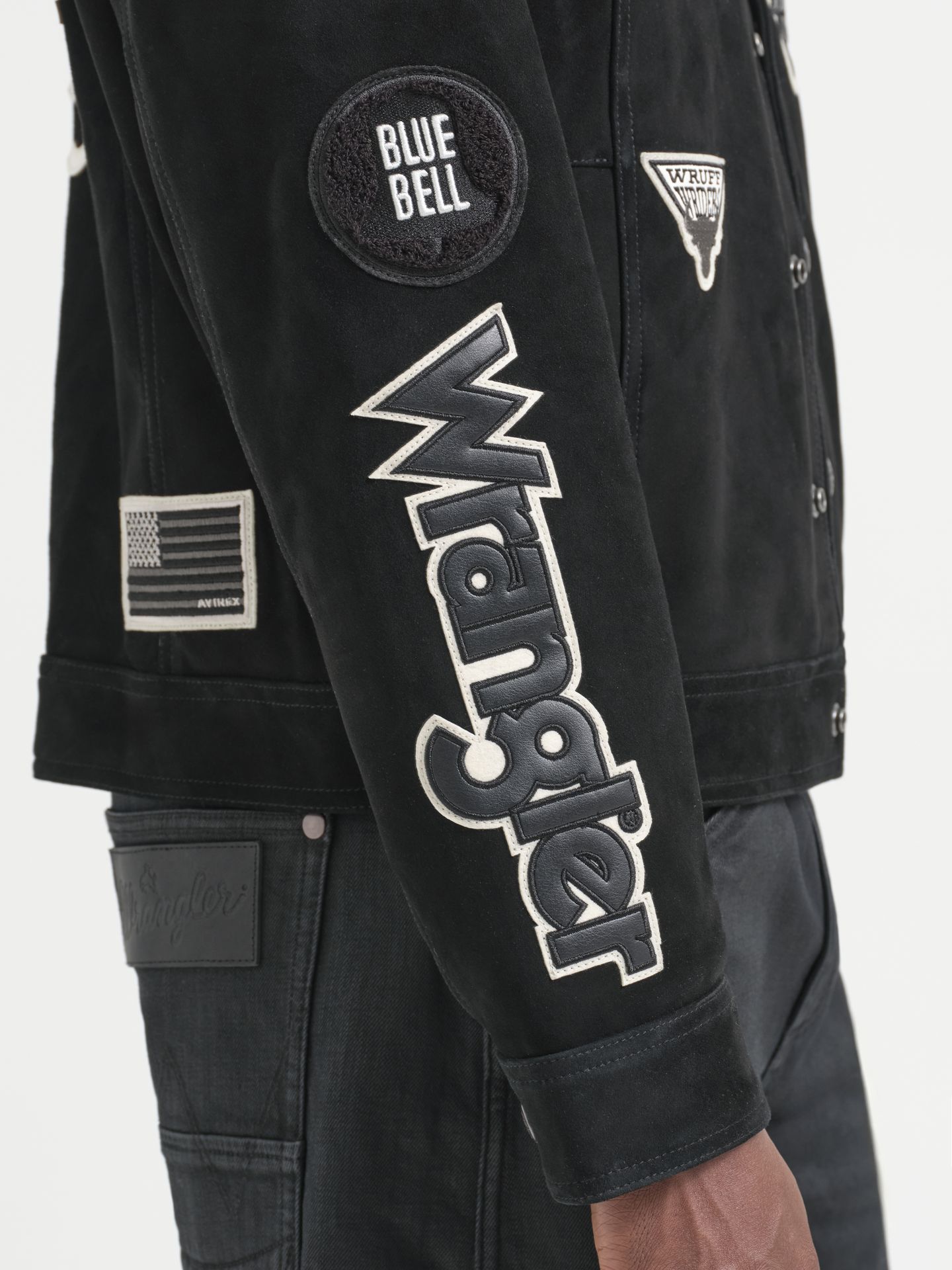 Куртка Wrangler x Avirex Suede Trucker, цвет: Чёрный — фото 9