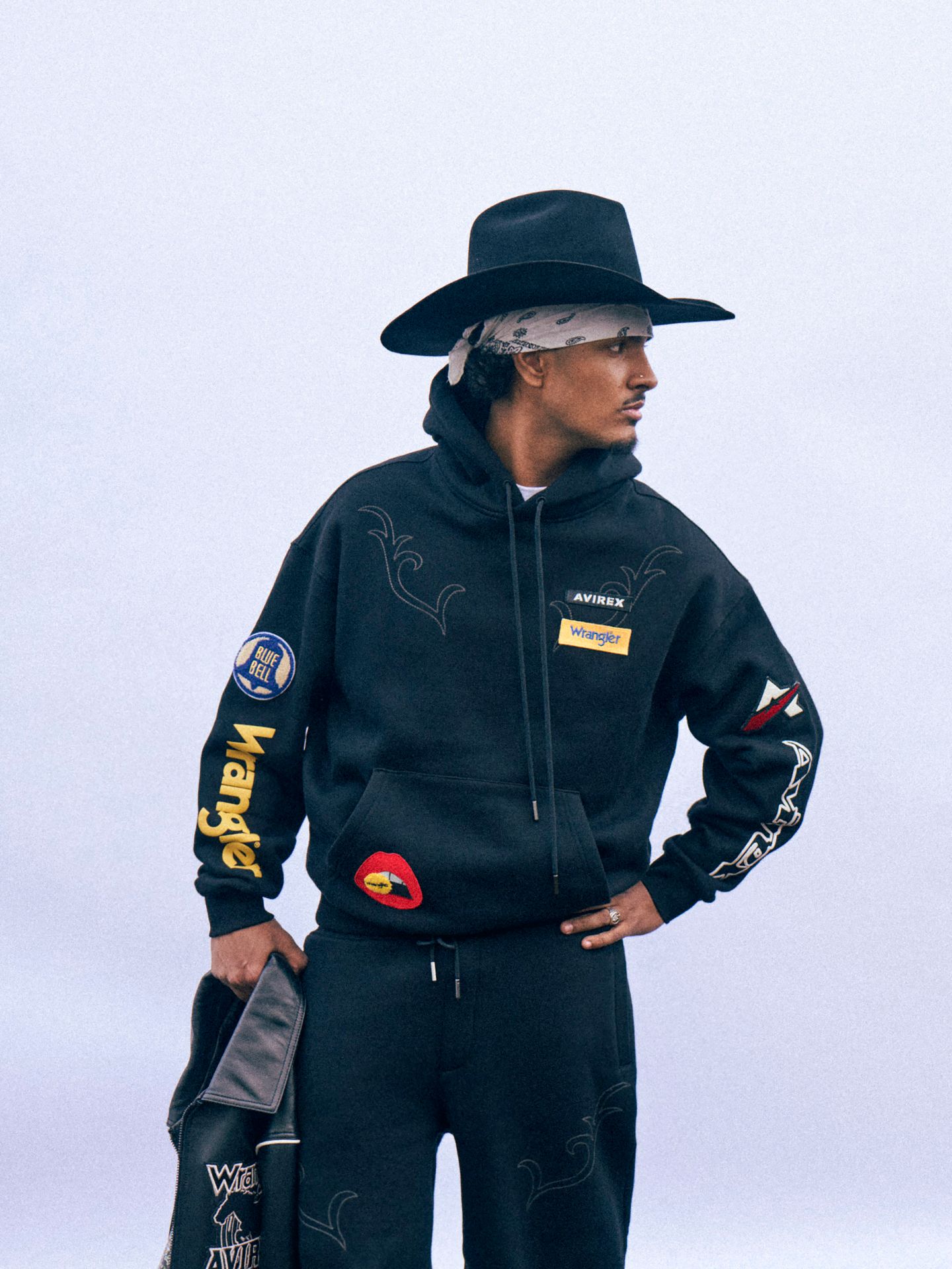 Мужское худи Wrangler x Avirex, цвет: Чёрный — фото 12