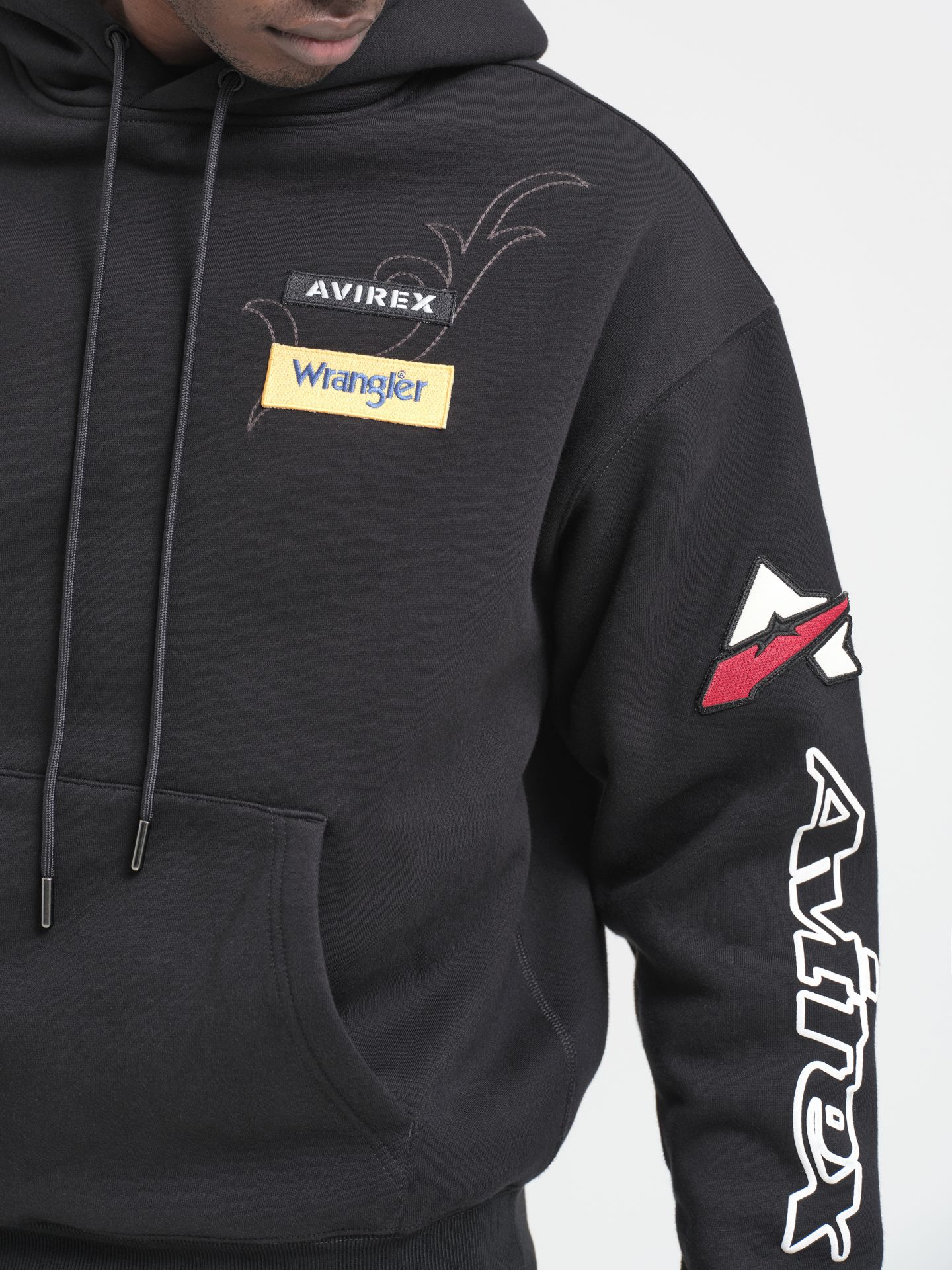 Мужское худи Wrangler x Avirex, цвет: Чёрный — фото 7