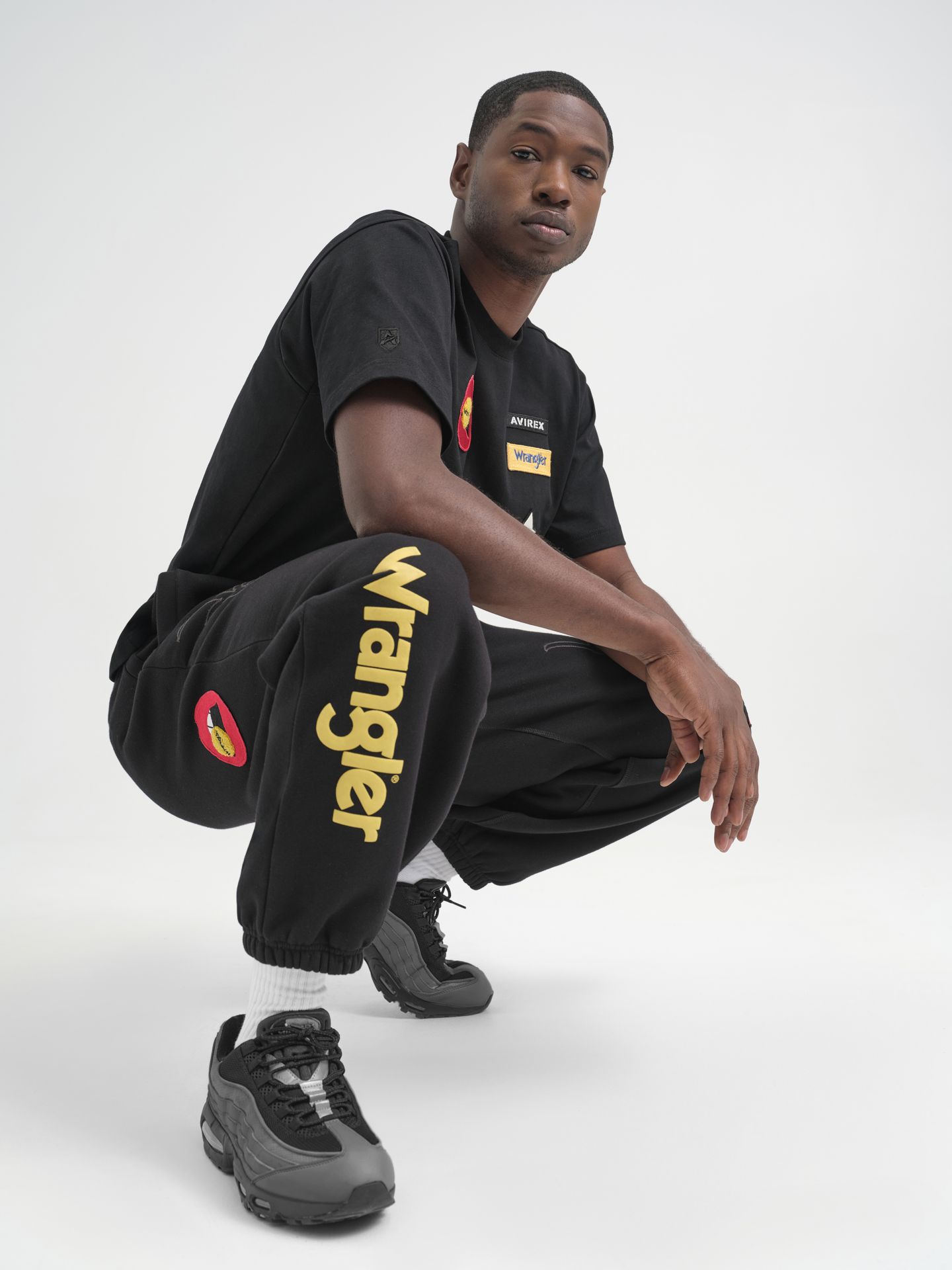 Мужские брюки Wrangler x Avirex Sweatpant, цвет: Чёрный — фото 7