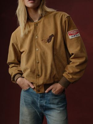 Wrangler x Cherry Suede Varsity Jacket