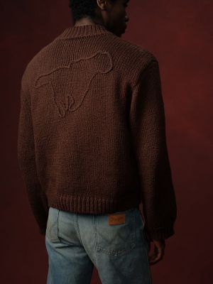 【Kheiki】 BROWN \"Collarless Knit Jacket\" Wrangler x Cherry Knit Jacket | Men's JACKETS & OUTERWEAR | Wrangler®