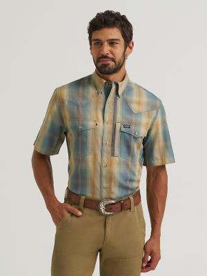 Wrangler All Terrain Gear Men's Performance Plaid Shirt in Turbulence