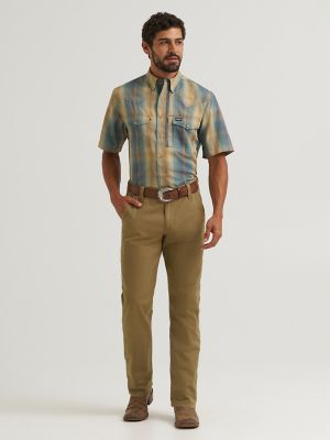 Wrangler All Terrain Gear Men's Performance Plaid Shirt in Turbulence