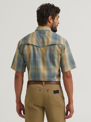 Wrangler All Terrain Gear Men's Performance Plaid Shirt in Turbulence