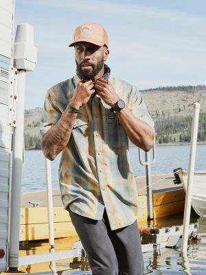Wrangler All Terrain Gear Men's Performance Plaid Shirt in Turbulence