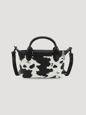 Cow Print Mini Cross Body in Black