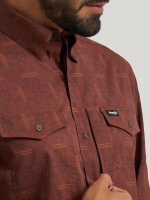 Wrangler All Terrain Gear Men's Live-In Print Shirt in Sepia