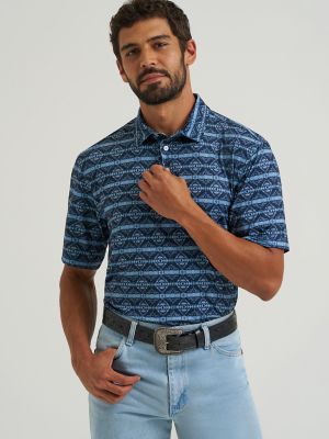 Wrangler All Terrain Gear Men's Performance Polo Shirt in Vintage Indigo