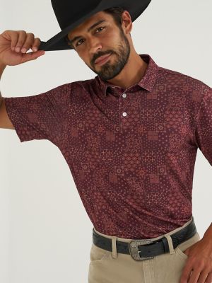 Wrangler All Terrain Gear Men's Performance Polo Shirt in Fig Bandana