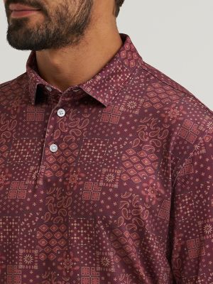 Wrangler All Terrain Gear Men's Performance Polo Shirt in Fig Bandana