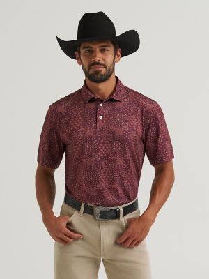 Wrangler All Terrain Gear Men's Performance Polo Shirt in Fig Bandana