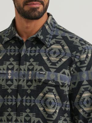 Wrangler All Terrain Gear Men's Blanket Shirt Jacket in Black Multi