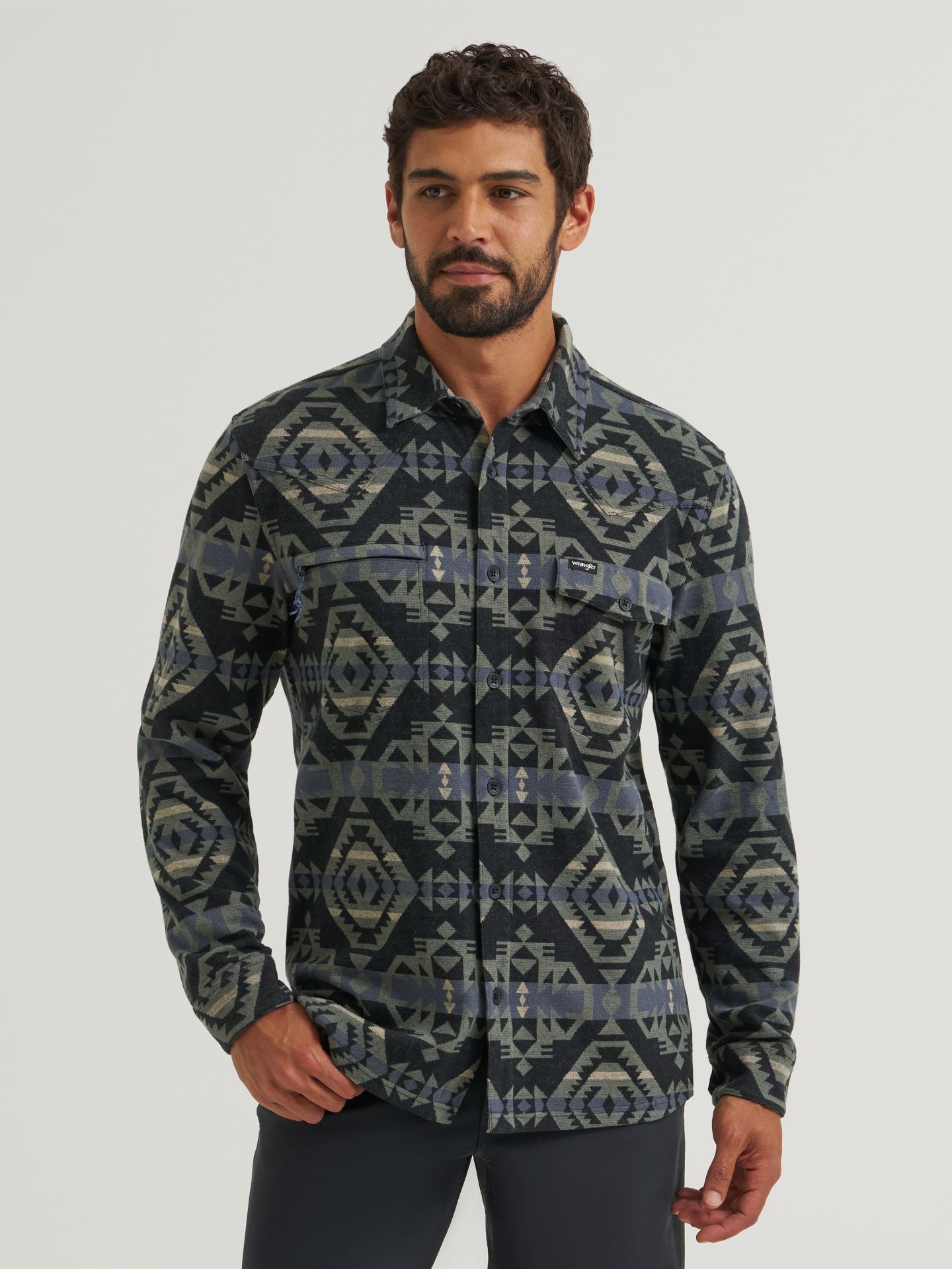 Мужская куртка Wrangler All Terrain Gear Blanket Shirt Jacket, цвет: Чёрный разноцветный — фото 1