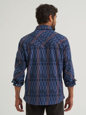 Wrangler All Terrain Gear Men's Flannel Shirt Jacket in Indigo alternative view 3