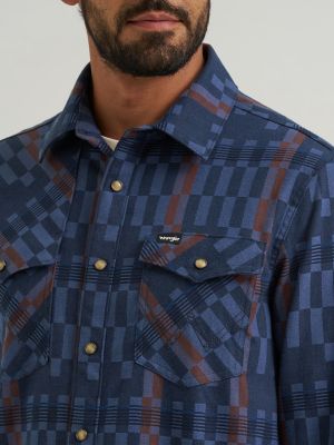 Wrangler All Terrain Gear Men's Flannel Shirt Jacket in Indigo alternative view 4