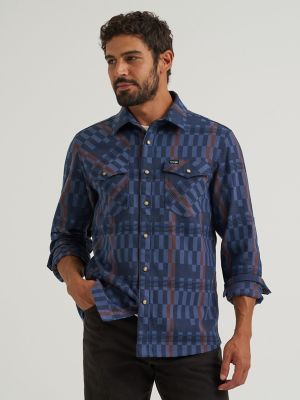 Wrangler All Terrain Gear Men's Flannel Shirt Jacket in Indigo main view