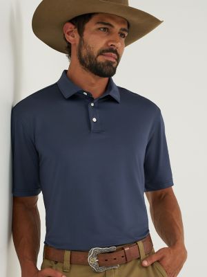 Wrangler All Terrain Gear Men's Performance Polo Shirt in Blue Nights