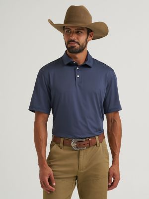 Wrangler All Terrain Gear Men's Performance Polo Shirt in Blue Nights