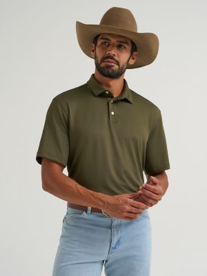 Wrangler All Terrain Gear Men's Performance Polo Shirt in Olive Night alternative view 2