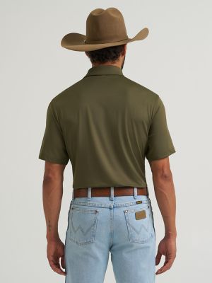 Wrangler All Terrain Gear Men's Performance Polo Shirt in Olive Night alternative view 3