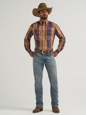 Wrangler All Terrain Gear Men's Performance Plaid Shirt in Blue Ombre alternative view