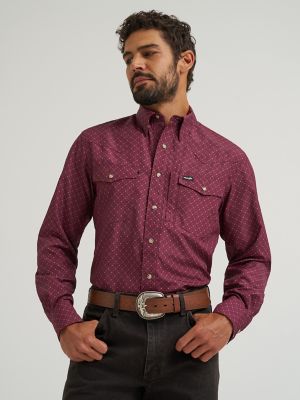 Wrangler All Terrain Gear Men's Performance Print Shirt in Lattice Fig