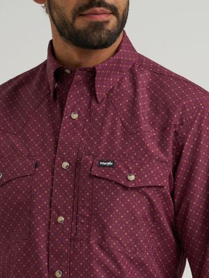 Wrangler All Terrain Gear Men's Performance Print Shirt in Lattice Fig