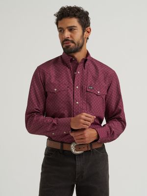 Wrangler All Terrain Gear Men's Performance Print Shirt in Lattice Fig