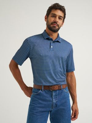Wrangler All Terrain Gear Men's Performance Polo Shirt in Blue Depths