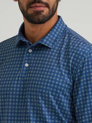 Wrangler All Terrain Gear Men's Performance Polo Shirt in Blue Depths