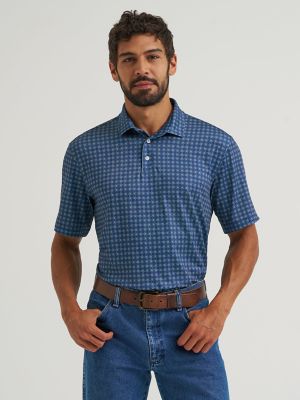 Wrangler All Terrain Gear Men's Performance Polo Shirt in Blue Depths