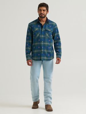 Wrangler All Terrain Gear Men's Lined Flannel Shirt Jacket in Green alternative view
