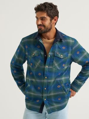Wrangler All Terrain Gear Men's Lined Flannel Shirt Jacket in Green alternative view 2